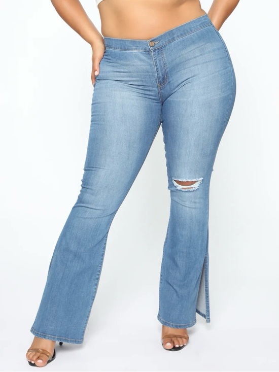 Fashion Nova Denim - Fashion Nova Junk In The Trunk Light Wash Distressed Flare Jean Plus Size 22 NWT